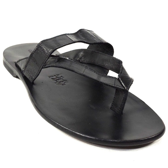 GOODMAN ?? MEN\'S BLACK LEATHER FLAT COMFORT SUMMER SANDALS main image 6